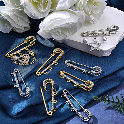 16Pcs 2 Colors Iron Rhinestone Safety Pins&nbsp;FIND-SC0022-23B