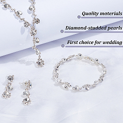 1 Set Crystal Rhinestone Lariat Necklace & Link Chain Bracelet & Dangle Stud Earrings&nbsp;SJEW-AN0001-04