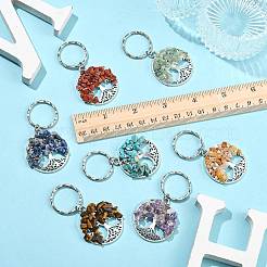 7Pcs Natural & Synthetic Gemstone Keychains&nbsp;HJEW-FS00063