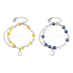 2Pcs Glass & Acrylic Beads Charm Bracelets&nbsp;BJEW-JB11411