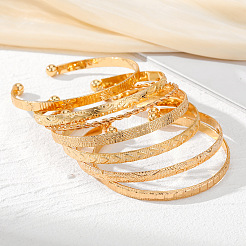 7Pcs 7 Styles Alloy Cuff Bangle Set for Women&nbsp;WG7D095-01