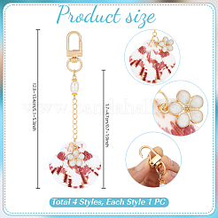 4Pcs 4 Styles Alloy Natural Sea Shell Flower with Starfish Pendant Decorations&nbsp;HJEW-PH02409