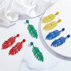 4 Pairs 4 Colors Alloy Leaf Dangle Stud Earrings with 925 Sterling Silver Pins&nbsp;EJEW-AN0002-61