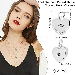 12Pcs Brass Micro Pave Clear Cubic Zirconia Charms&nbsp;ZIRC-BBC0003-52P