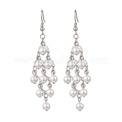 Rhombus 304 Stainless Steel Shell Pearl Dangle Earrings&nbsp;EJEW-TA00770