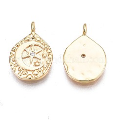 Brass Micro Pave Clear Cubic Zirconia Pendants&nbsp;KK-N232-246