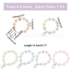 6pcs 6 colors Candy Color Flower Beaded Bracelet Resin Pendant Decorations&nbsp;HJEW-WR0001-05