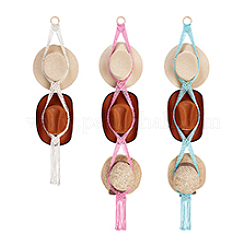 3Pcs 3 Colors Cotton with Wood Wall Hat Hanger&nbsp;ODIS-PH0001-78