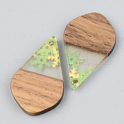 Transparent Resin & Walnut Wood Pendants&nbsp;RESI-S389-035A-D01