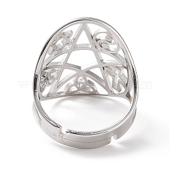 Non-Tarnish Star with Sailor's Knot & Corss & Yin Yang Adjustable Ring&nbsp;RJEW-P037-02P