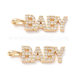 Brass Micro Pave Clear Cubic Zirconia Pendants&nbsp;ZIRC-Z019-29G-NR