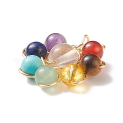 7 Chakra Gemstone Beaded Copper Wire Wrapped Pendants&nbsp;PALLOY-TA00008
