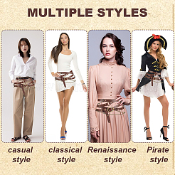 Medieval PU Leather Waist Belts with Alloy Chains Tassel&nbsp;AJEW-WH0709-227A