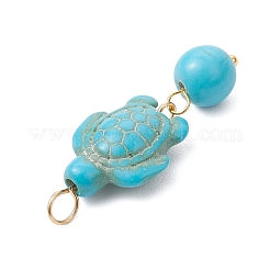 6Pcs 6 Colors Dyed Synthetic Turquoise Turtle Round Pendants&nbsp;PALLOY-JF04128-01