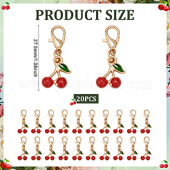 20Pcs Cherry Alloy Enamel Pendant Decoration for Keychain Bag Hanging Ornament&nbsp;HJEW-ME0001-05B