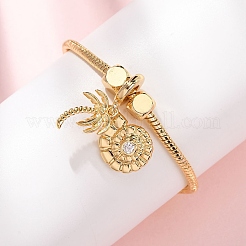 Comch Brass Micro Pave Clear Cubic Zirconia Charm Bracelets&nbsp;BJEW-H640-05A-G