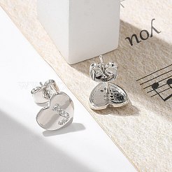 Rack Plating Brass Micro Pave Clear Cubic Zirconia Stud Earrings&nbsp;EJEW-K299-01P-J