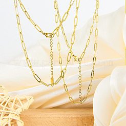 10Pcs 201 Stainless Steel Paperclip Chain Necklaces for Women&nbsp;NJEW-SZ0001-71