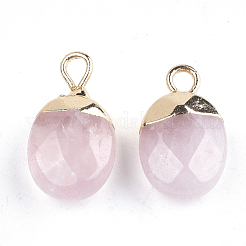 Electroplate Natural Rose Quartz Charms&nbsp;G-S344-09E