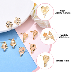 8Pcs 4 Styles Brass Micro Pave Cubic Zirconia Stud Earring Findings&nbsp;KK-YW0003-14