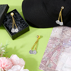 3Pcs Alloy Micro Pave Clear Cubic Zirconia Pin&nbsp;JEWB-FH0003-25B