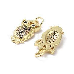 Rack Plating Owl Brass Micro Pave Cubic Zirconia Pendants&nbsp;KK-E102-20G