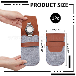 Portable PU Leather & Felt Single Watch Pouch Storage Bags&nbsp;ABAG-WH0248-501B
