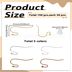 150Pcs 5 Colors Brass Earring Hooks for Earring Designs&nbsp;KK-LP0001-80