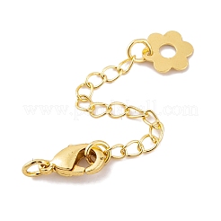 Flower Rack Plating Brass Ends with Chain and Lobster Claw Clasps&nbsp;KK-K367-15G