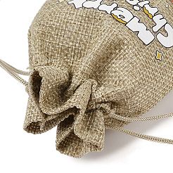 Christmas Printed Burlap Packing Pouches Drawstring Bags&nbsp;ABAG-Q053-02A-09
