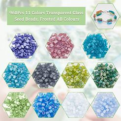 880pcs 11 colors 6/0 Transparent Glass Seed Beads&nbsp;SEED-NB0001-68