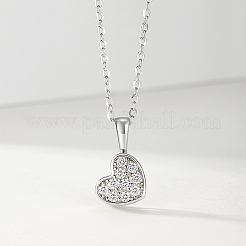 925 Sterling Silver Full Paved 0.22CT Crystal Moissanite Heart Pendant Necklaces for Women&nbsp;TX8783