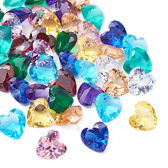 50Pcs 10 Colors Cubic Zirconia Pointed Back Cabochons&nbsp;ZIRC-CJ0001-24