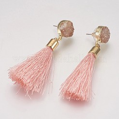Tassel Dangle Stud Earrings&nbsp;EJEW-I212-A-G