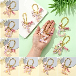 Flower Alloy Enamel & Resin Letter Cup Charms&nbsp;HJEW-YW00073-01
