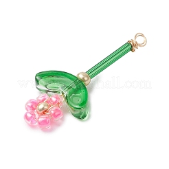 Glass Seed Beaded Flower Pendants&nbsp;PALLOY-MZ00668
