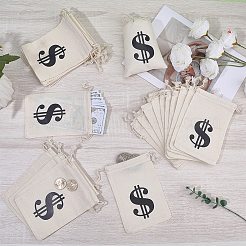 30Pcs Dollar Sign Printed Cloth Drawstring Bags&nbsp;ABAG-FG0001-13