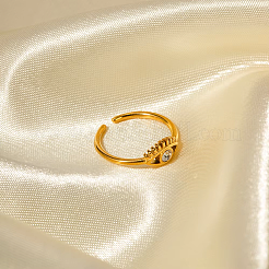 Adjustable 304 Stainless Steel with Cubic Zirconia Cuff Open Rings for Women&nbsp;LS-DT5559