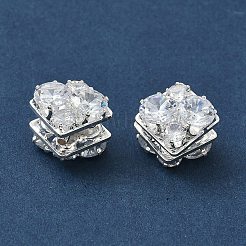 Brass Micro Pave Cubic Zirconia Beads&nbsp;KK-S336-07S-C