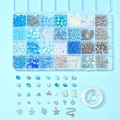 DIY Round Glass & CCB Plastic Beads Bracelets Making Kits&nbsp;DIY-FS0007-56A