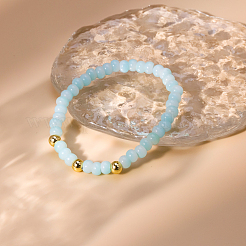 Natural Aquamarine Beads Stretch Bracelets for Men Women&nbsp;BD7394