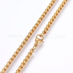 304 Stainless Steel Box Chain Necklaces&nbsp;NJEW-F227-09G-03