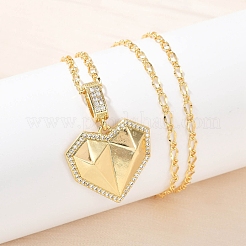 Brass Micro Pave Clear Cubic Zirconia Heart Pendant Necklaces&nbsp;NJEW-Q040-01G