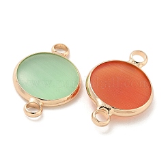 Brass Pave Glass Flat Round Connector Charms&nbsp;KK-G517-16G