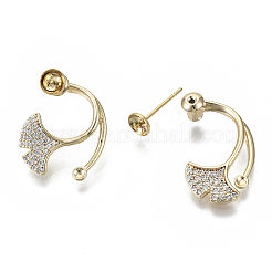 Brass Micro Pave Cubic Zirconia Stud Earring Settings&nbsp;KK-N232-38B-NF