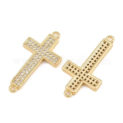 Brass Micro Pave Clear Cubic Zirconia Connector Charms&nbsp;CU-CBADC6C-07G