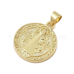 Flat Round Real 18K Gold Plated Rack Plating Brass Pendants&nbsp;KK-Z074-19G-04