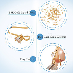 32Pcs 4 Styles Brass Pave Clear Cubic Zirconia Earring Hooks&nbsp;KK-TA0008-45