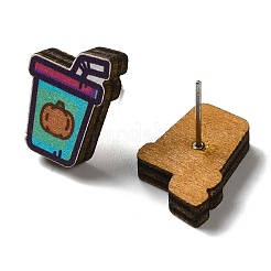 Wood Stud Earrings&nbsp;EJEW-Z054-01I