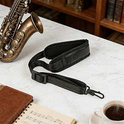 Velvet & PU Leather & Alloy Adjustable Saxophone Neck Strap&nbsp;AJEW-WH20098-056